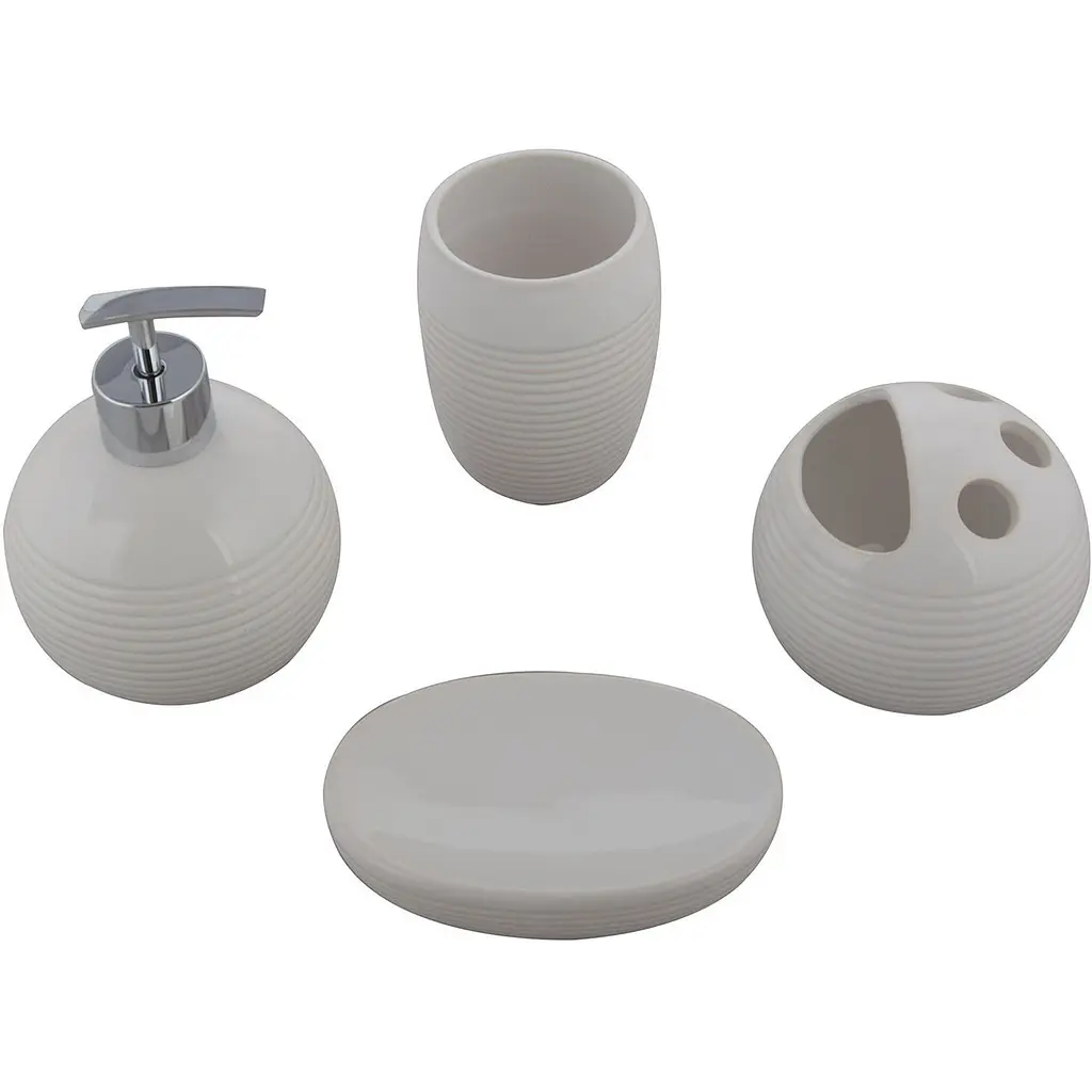 Набір аксесуарів для ванної кімнати No brand керамічний білий 4 предмети 17x14x10 см - фото 2