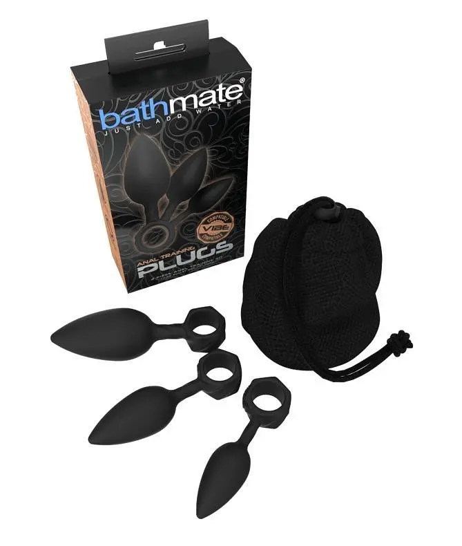 Набір анальних пробок Bathmate Anal Training Plugs, 3шт, чорний - фото 4