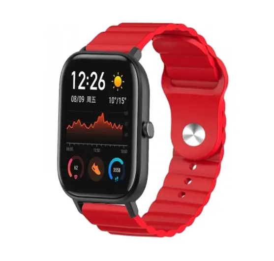 Ремінець BeWatch для Amazfit BIP/Bip Lite/Bip U/Pro/Mini/GTS/GTS 2 (E)/GTR 42мм силіконовий 20 мм Wave Червоний (1010704) - фото 7