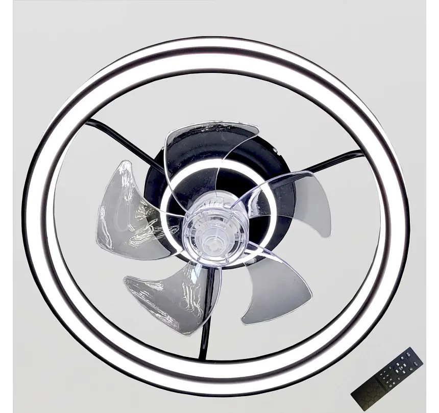 Стельова LED-люстра-вентилятор Artlight WG5114BBK, біла з чорною окантовкою, 55 Вт, від 10-18 м² - фото 3
