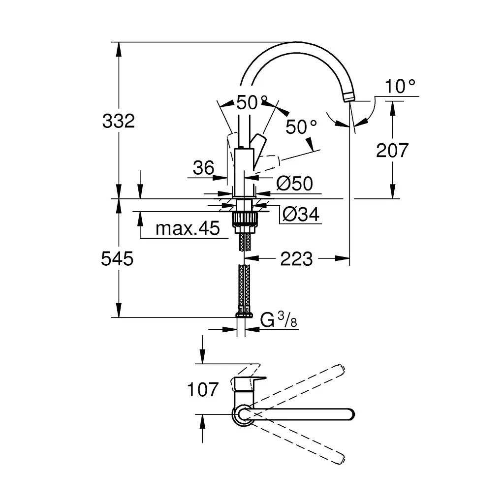 Змішувач для кухні Grohe QuickFix StartEdge 30529001, Хром - фото 2