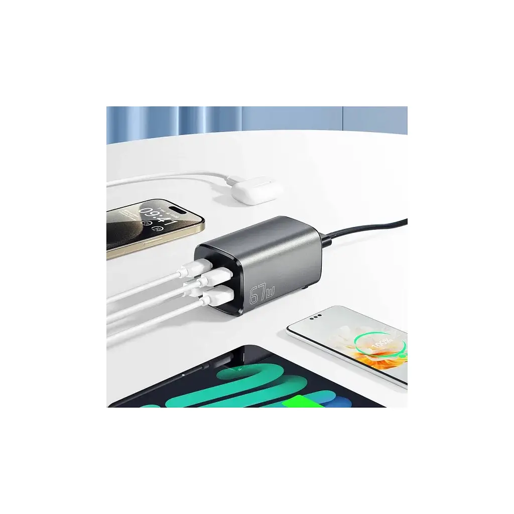 Зарядний пристрій Essager 2xUSB-C + 2xUSB 67 Вт GaN (ECT2AC-JYB0G-Z) - фото 4