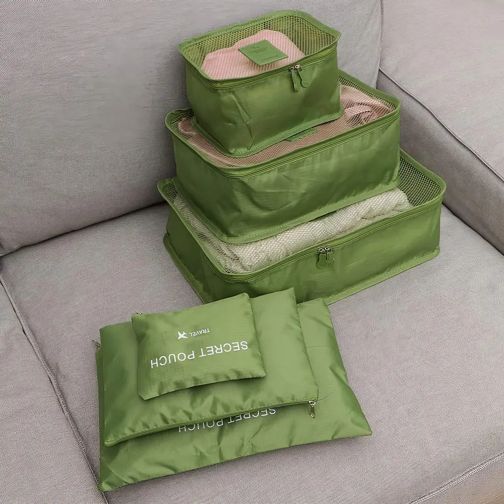 Набір дорожніх органайзерів TravelSet ORG-06, для одягу та аксесуарів, 6 штук, оливковий - фото 4