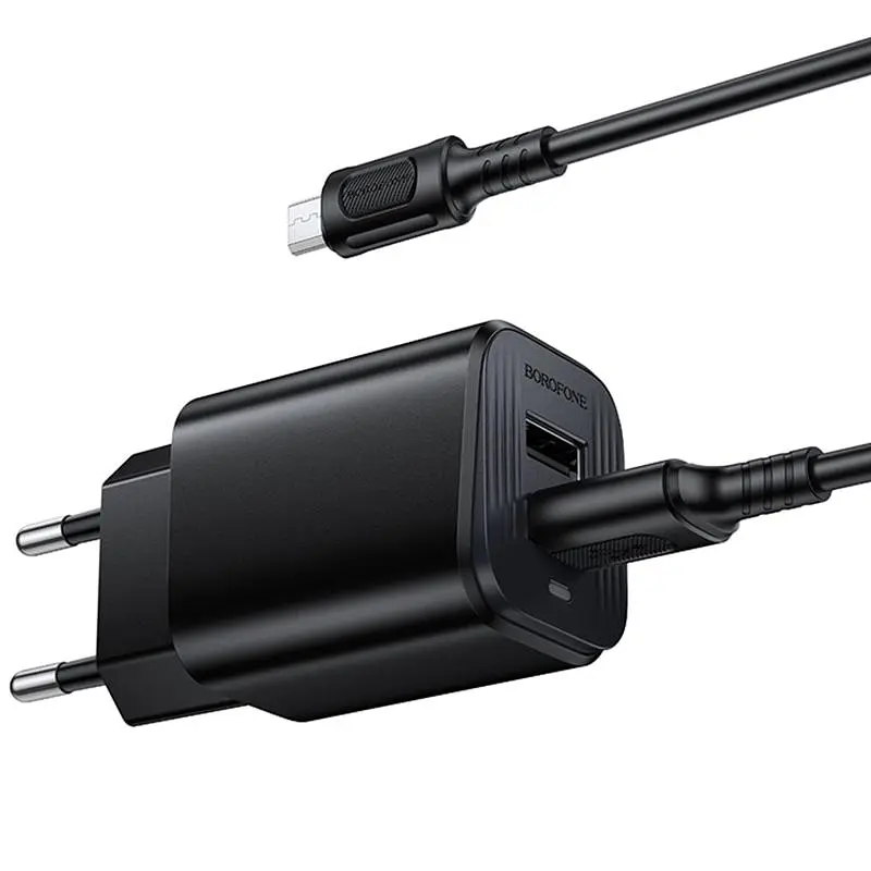 СЗУ Borofone BAS81A Star 10.5W (2USB-A) + кабель USB to MicroUSB Black - фото 3