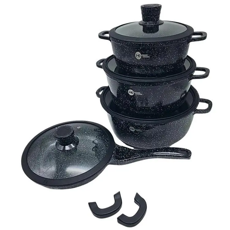 Набір каструль з антипригарним гранітним покриттям Higher Kitchen XPRO НК-324 чорний (42863-НК 324_2356) - фото 3