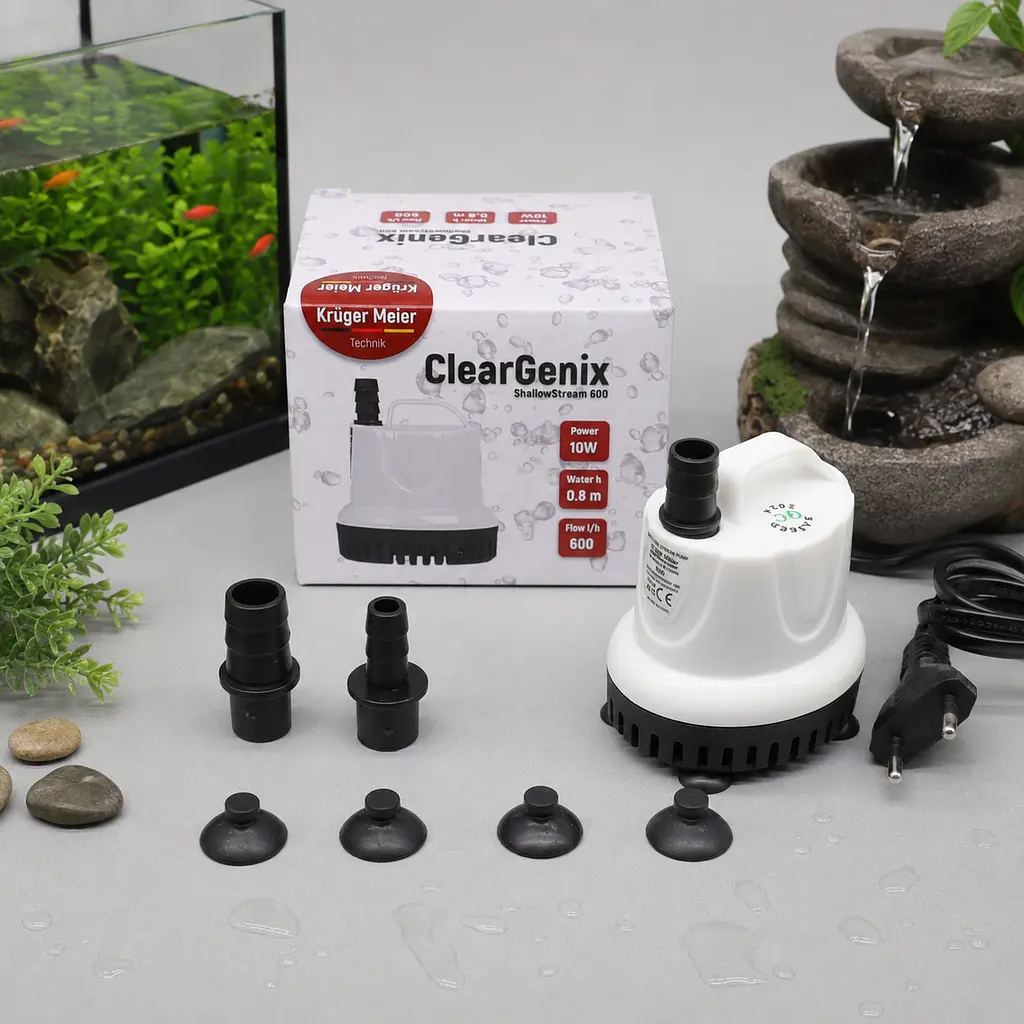 Помпа підйомна з низьким зануренням Kruger Meier ClearGenix 600 л/г для фонтанів, акваріумів, ємностей - фото 9