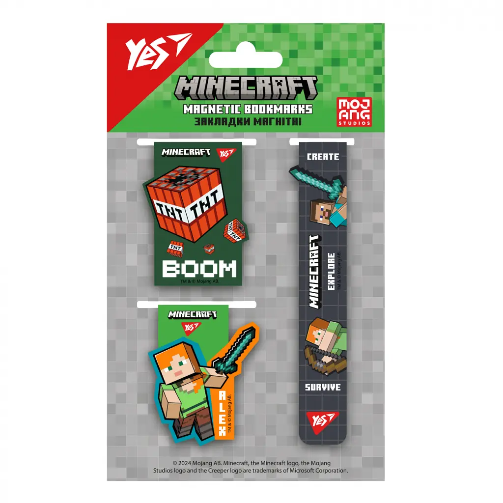 Закладки для книг Yes магнітні Minecraft Boom 3 шт (708345) - фото 2