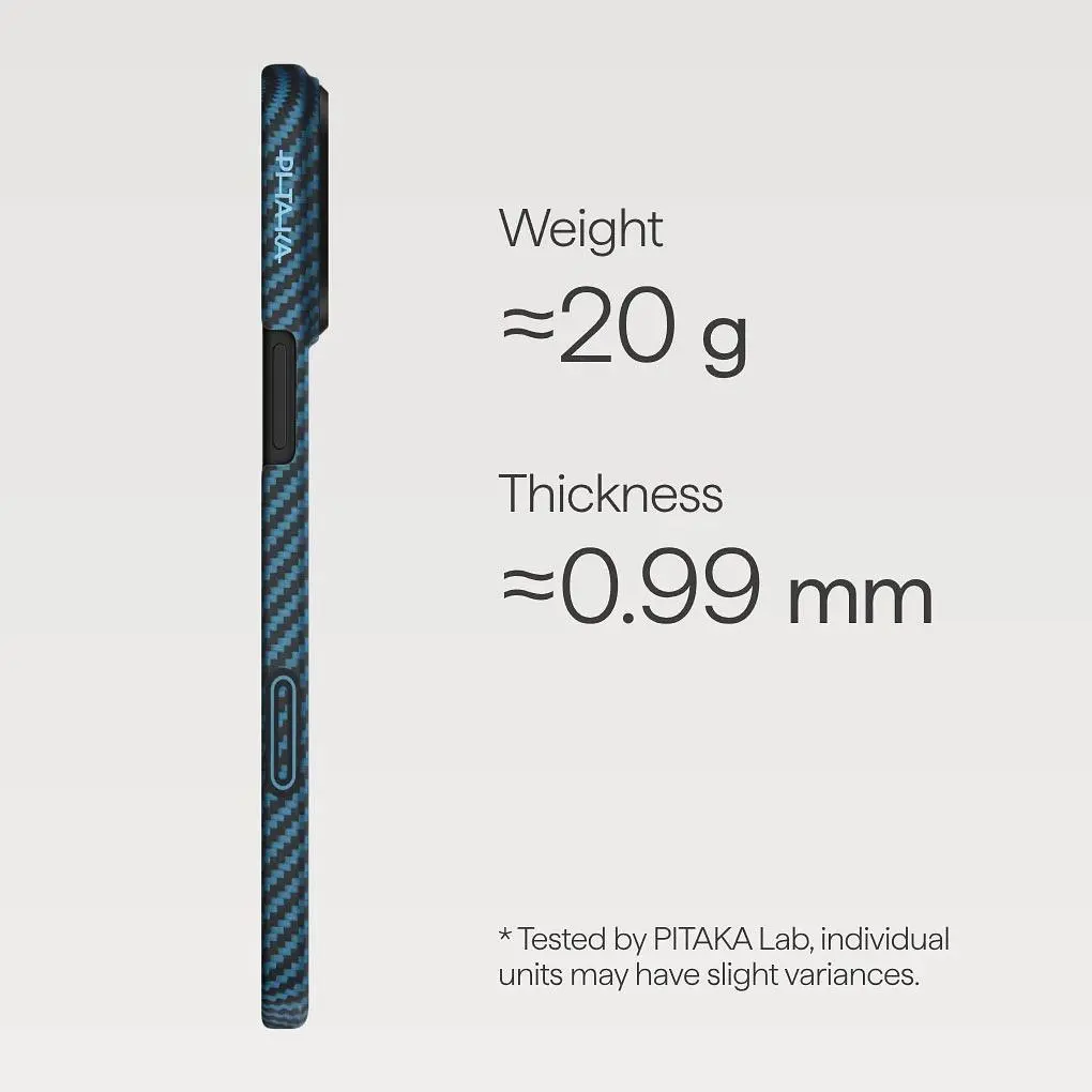 Чохол Pitaka Ultra-Slim Case для Apple iPhone 17 Pro Twill Black/Blue (KI1706BP) [155097] - фото 4