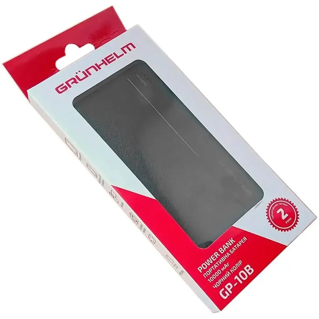 Портативная батарея Grunhelm Power Bank 10.000 mAh ЦБ-00267677 черная - фото 3