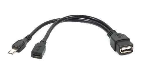 Кабель USB AF - microUSB (M) / microUSB (F), 15 см, чорний, Cablexpert (A-OTG-AFBM-04) - фото 1
