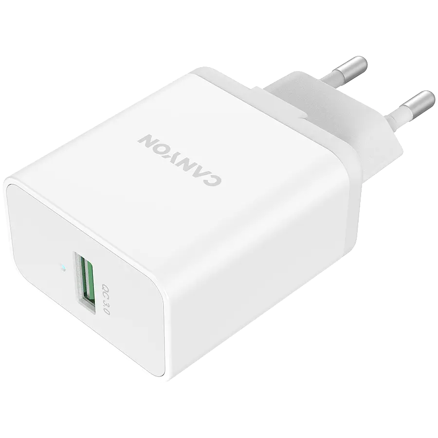 Сітчасте зарядне пристрій Canyon USB-A QC 3.0 Білий (CNE-CHA24W) - фото 2