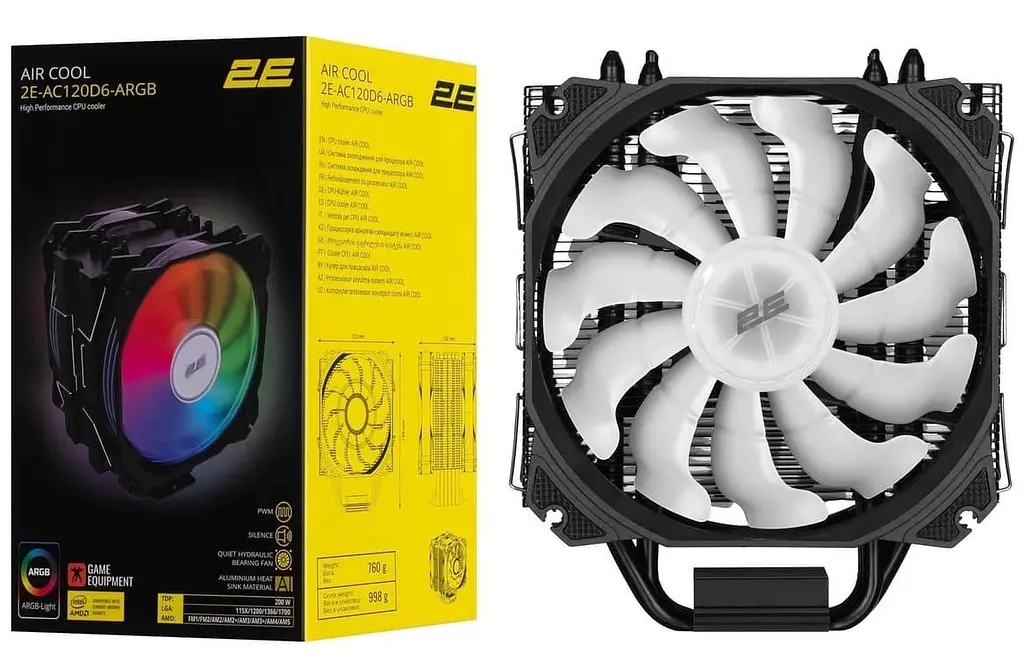 Кулер для процесора 2E GAMING AIR COOL (2E-AC120D6-ARGB) - фото 8