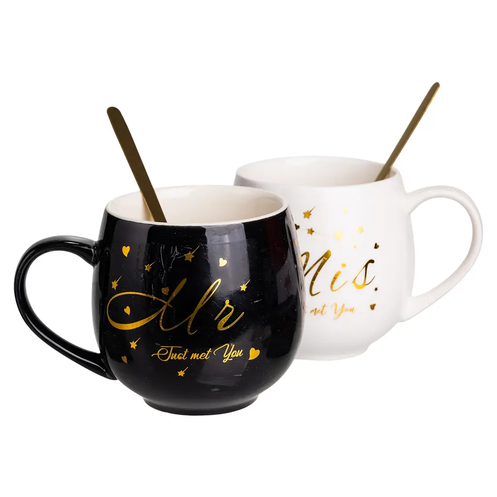 Парные чашки фарфоровые Mr & Mis 350 мл с ложками FM-29 - фото 4