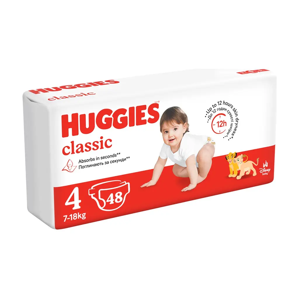 Підгузки Huggies Huggies Classic 4 (7-18 кг) Jumbo 48 шт (5029053586335) - фото 2