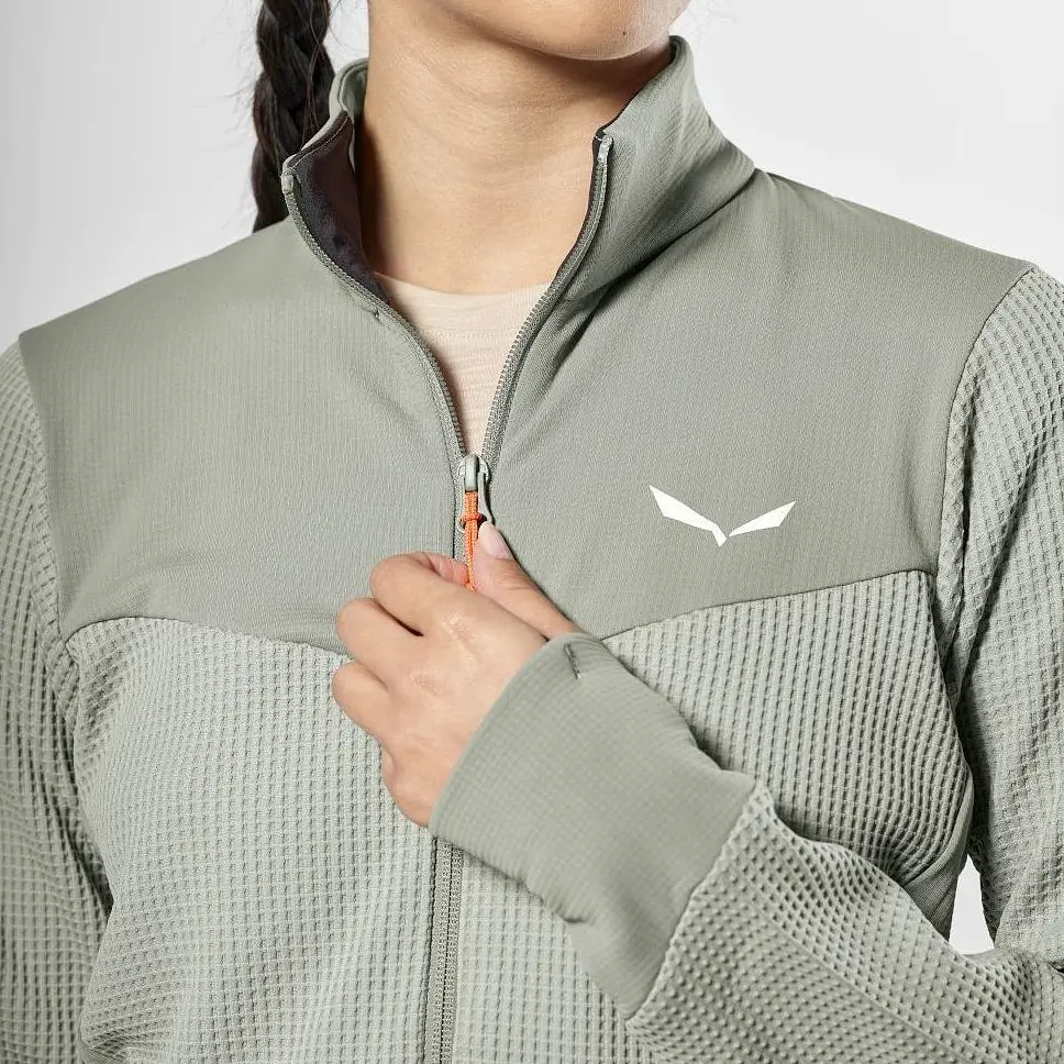 Флісова кофта Salewa Puez Waffle Hyb PL Jacket W M Сірий-Зелений (1054-013.012.1082) - фото 7
