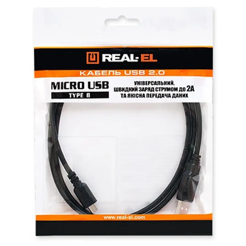 Дата кабель USB 2.0 AM to Micro 5P 2.0m Pro black REAL-EL (EL123500025) - фото 3