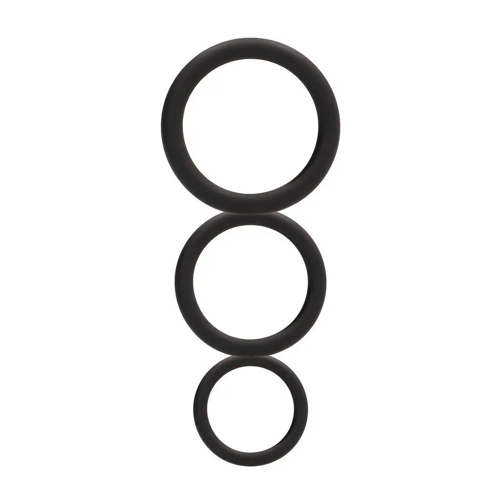 Набір ерекційних кілець ShotsToys Round Cock Ring Set, 3 шт (чорний)