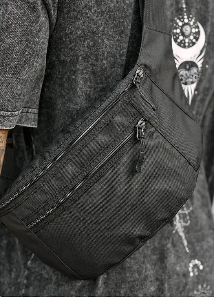 Чоловіча сумка на пояс бананка Sambag Tirso Max чорний тканевий 38 × 17 × 6 см (80341065m) - фото 5