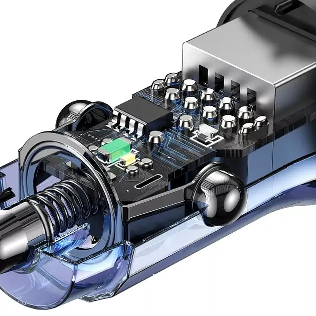 Автомобільний зарядний пристрій Usams 15W роз’єми USB та USB Синій (6958444901251) - фото 3