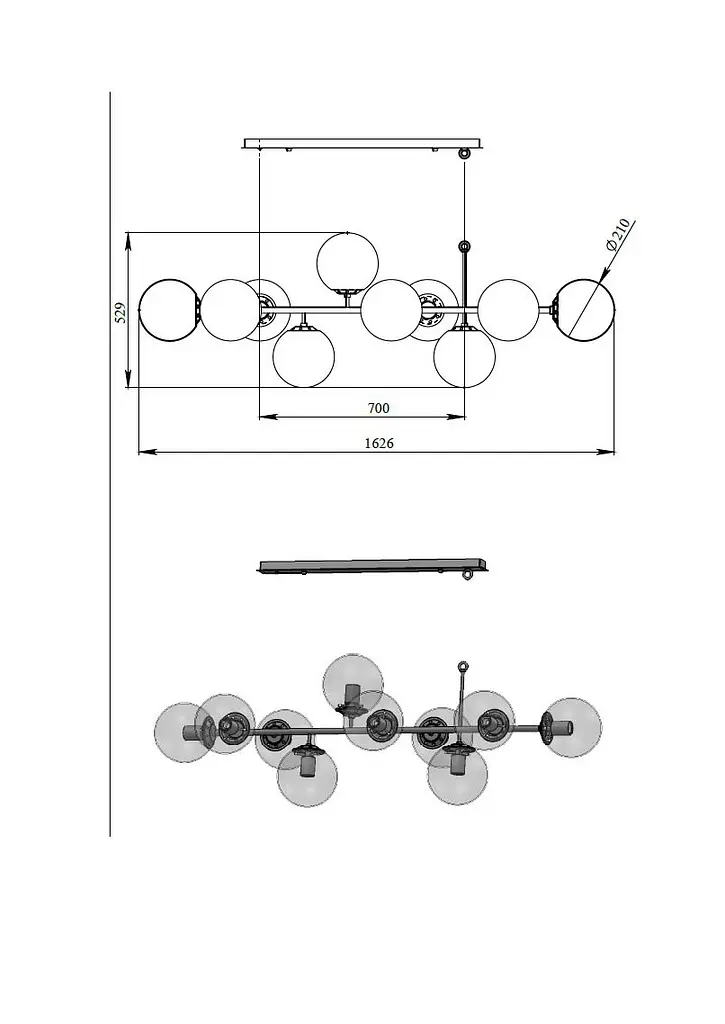 Люстра BB2, PikArt арт. 25268 Золотой Белый - фото 3