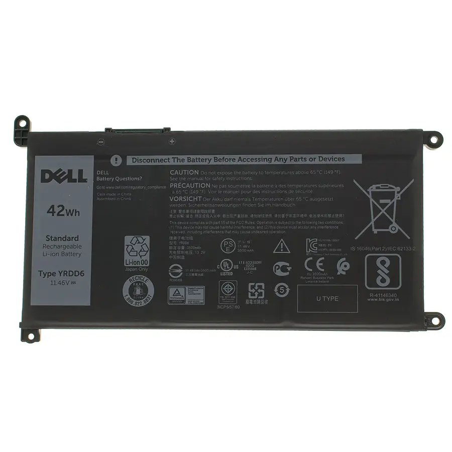 Акумулятор для ноутбука Dell YRDD6 (Vostro 15 3501, 3591, Inspiron 14 5491, 15 5585) 11.4V 3500 mAh 42Wh Black - фото 3