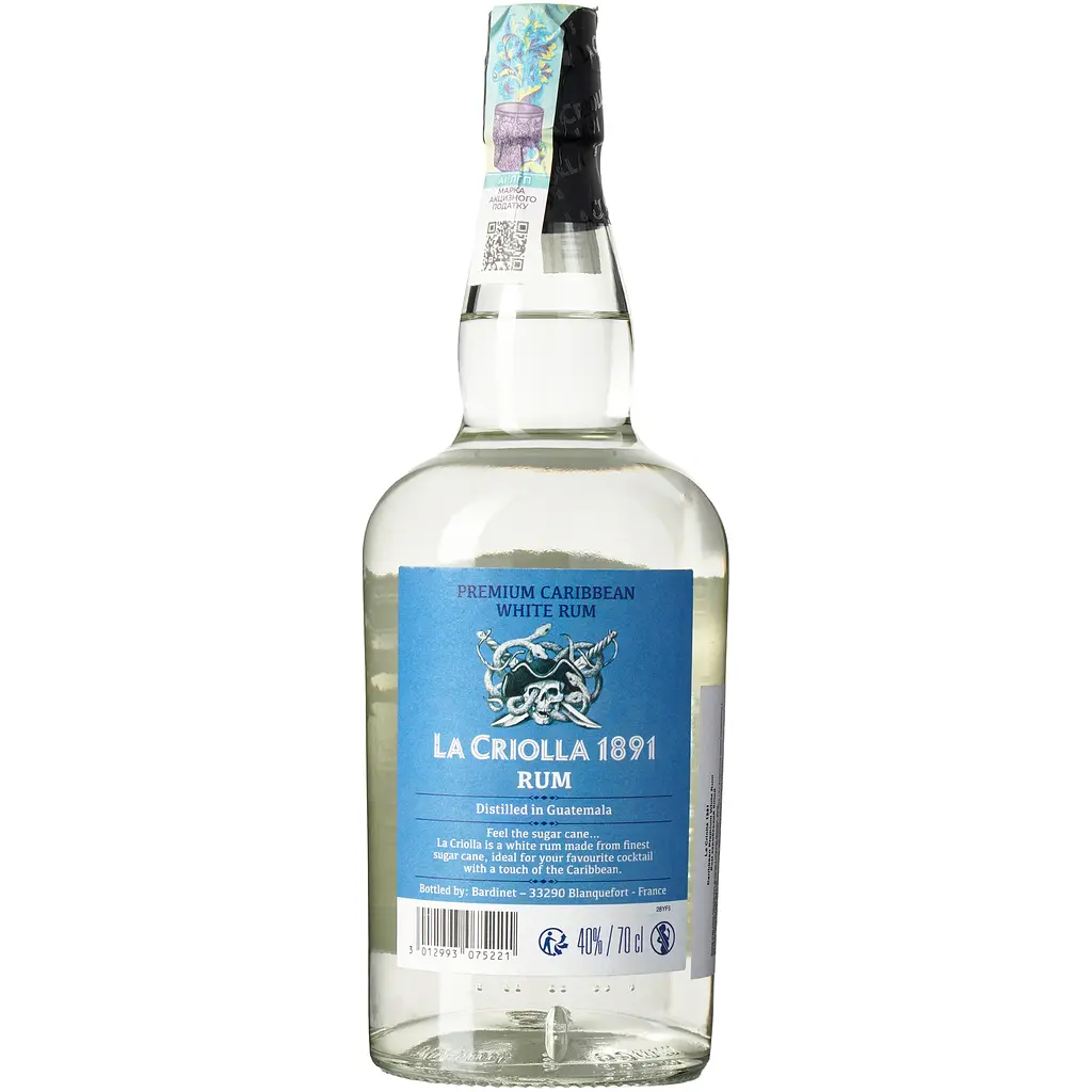 Ром Bardinet La Criolla 1891 Caribbean White 40% 0.7 л - фото 4