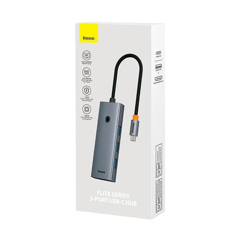 Hub адаптер Baseus UltraJoy Series 5-Port HUB Docking Station Type-C to HDMI4K 30Hz x 1+USB 3.0 x 4 - фото 2