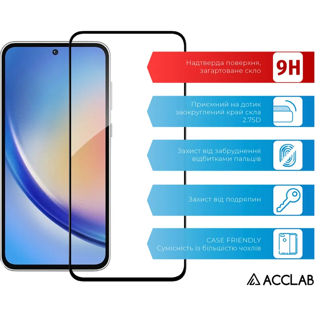 Скло захисне ACCLAB Full Glue Samsung A35 Black (1283126588778) - фото 3