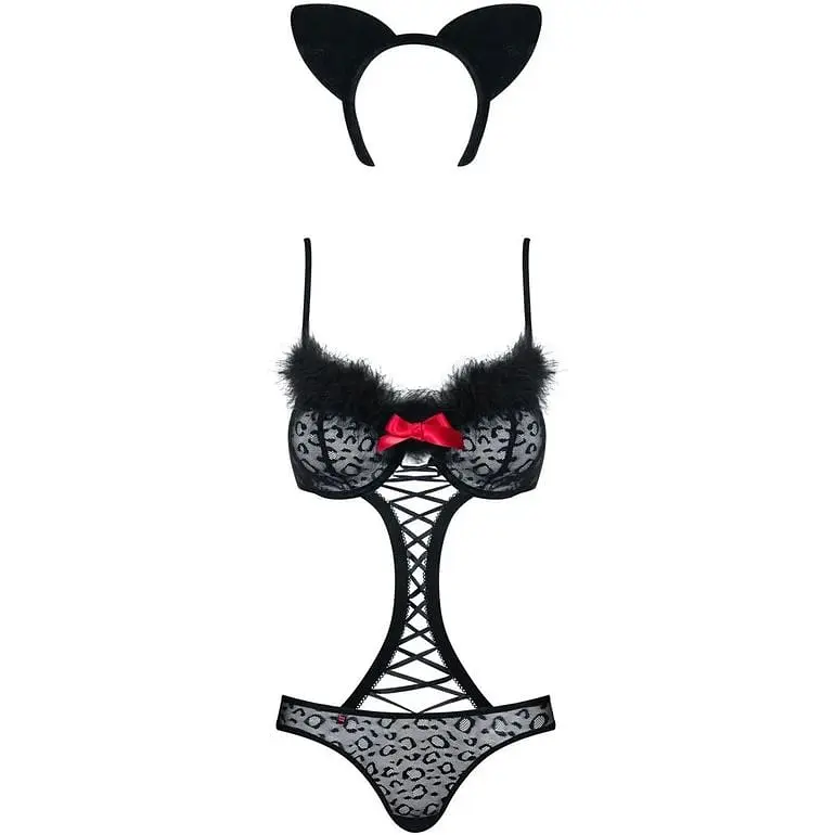 Эротический костюм гепарда Obsessive Gepardina 3 pcs costume черный L/XL - фото 5