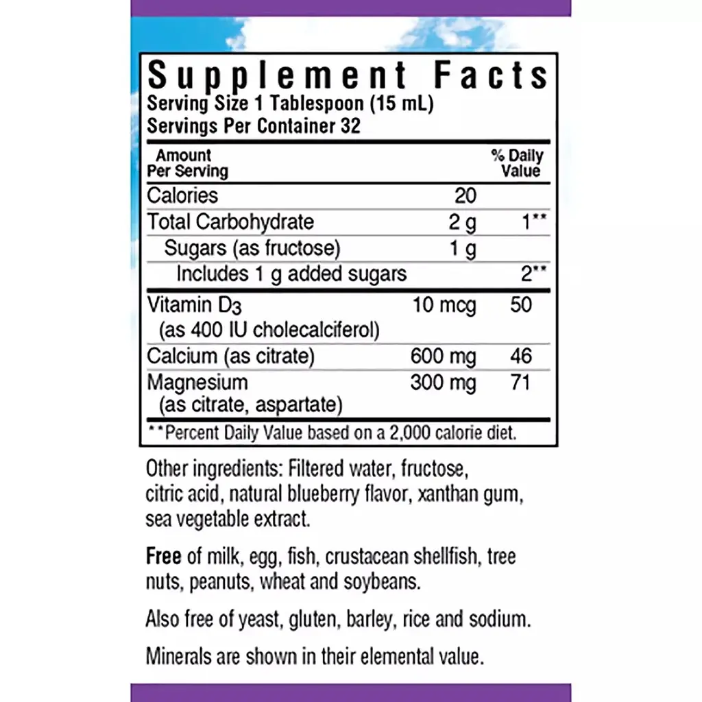 Кальций + Цитрат Магния + Витамин D3 Bluebonnet Nutrition со вкусом лимона 472 мл - фото 2