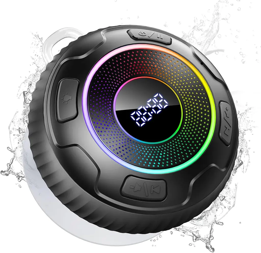 Водонепроникна Bluetooth колонка Hupoaf S5 IPX7 для душу пляжу кемпінгу подорожей з підсвіткою та дисплеєм часу (SKU-033)