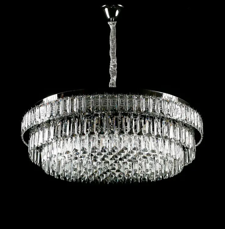 Велика хромована кришталева світлодіодна люстра Splendid Ray L2211/800/12+LED (CR), 80 см на 12 ламп з дистанційним керуванням - фото 3
