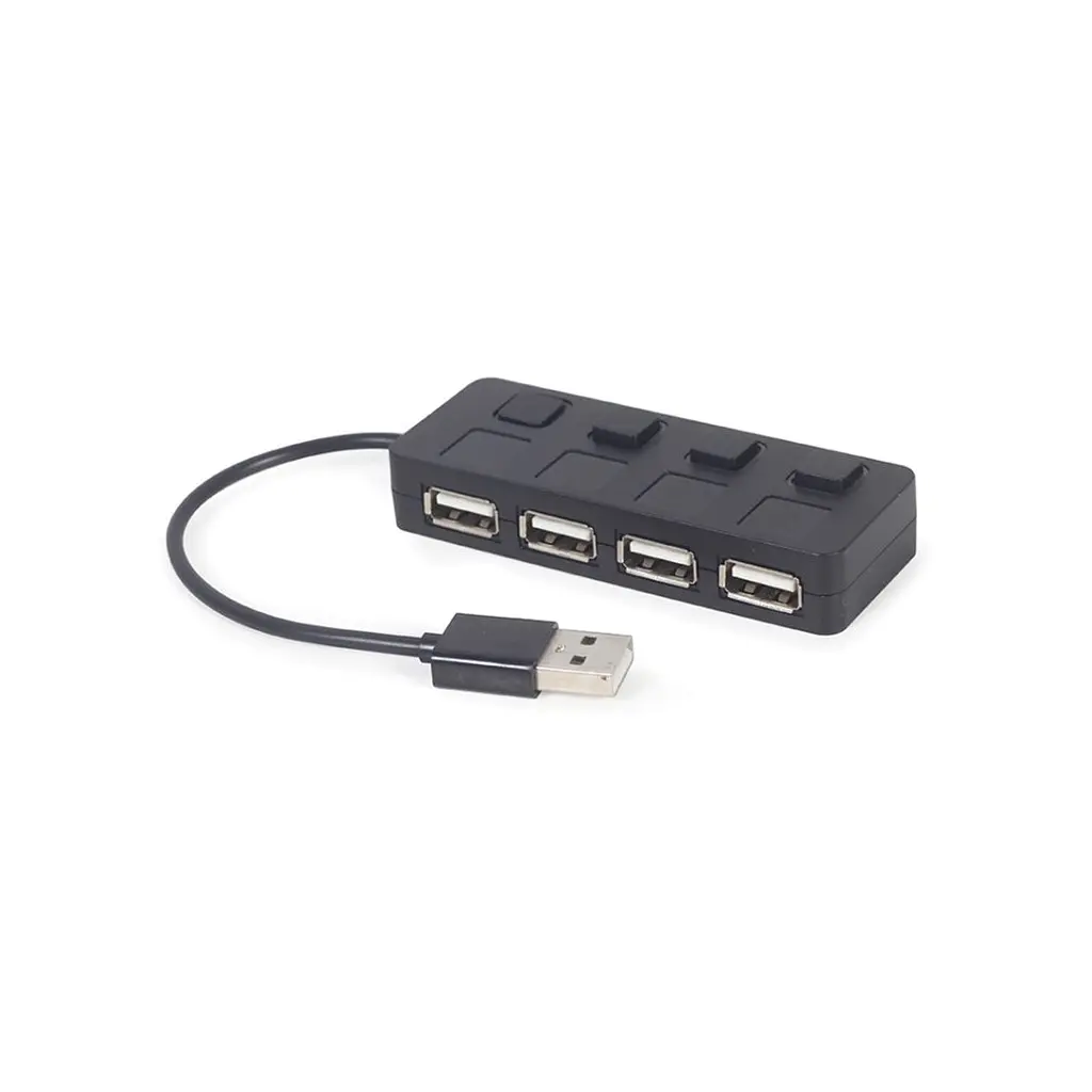 Концентратор Gembird USB 2.0 4 ports switch black (UHB-U2P4-05) - фото 2