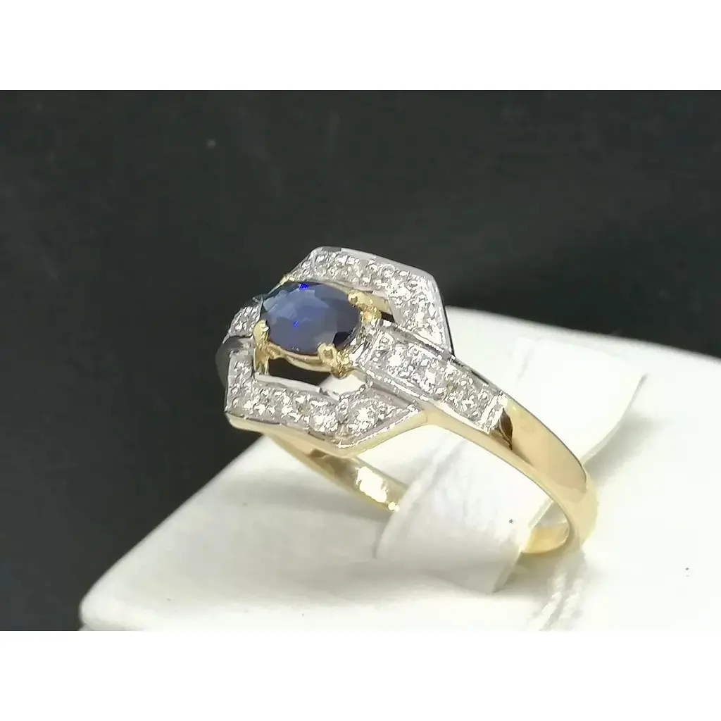 Золоте кільце Центрумикс трейд з діамантами і сапфіром. Артикул RS588K 19,5 - фото 2