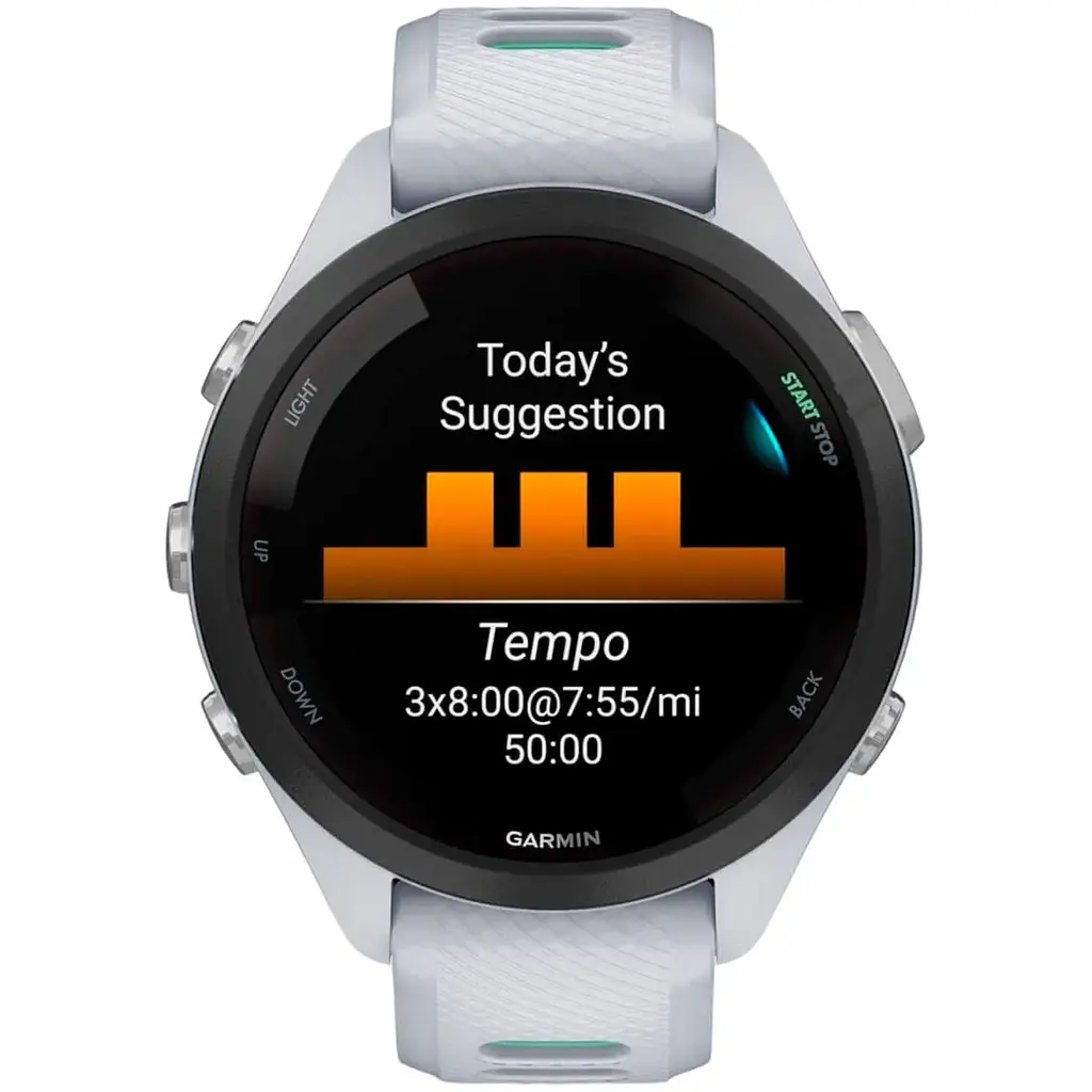 Смарт-годинник Garmin Forerunner 265S Black Bezel with Whitestone Case and Whitestone/Neo Tropic Silicone Band (010-02810-54) - фото 5