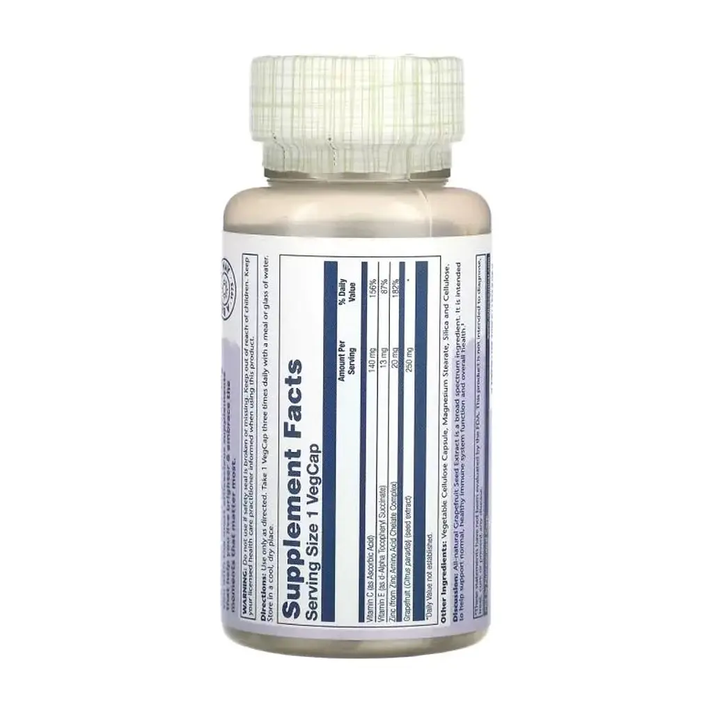Трави Solaray Екстракт насіння грейпфрута, 250 мг, Grapefruit Seed Extract, 60 вегет. (SOR08520) - фото 2