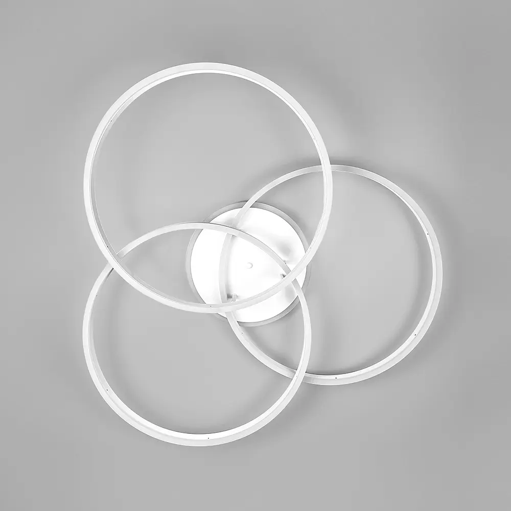 Светодиодная белая люстра на 3 кольца 77х80 см с пультом и RGB подсветкой Line F | Ст. A55067/3A RGB WT - фото 7