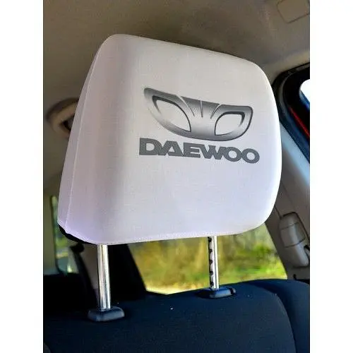 Чохли для підголівників Daewoo Універсальні Білі Кольоровий логотип 2 шт - фото 2
