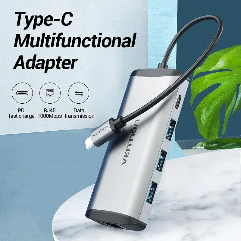 Концентратор Vention USB-C 3-Port, RJ-45, PD, 0.15 m (TGDHB) - фото 3