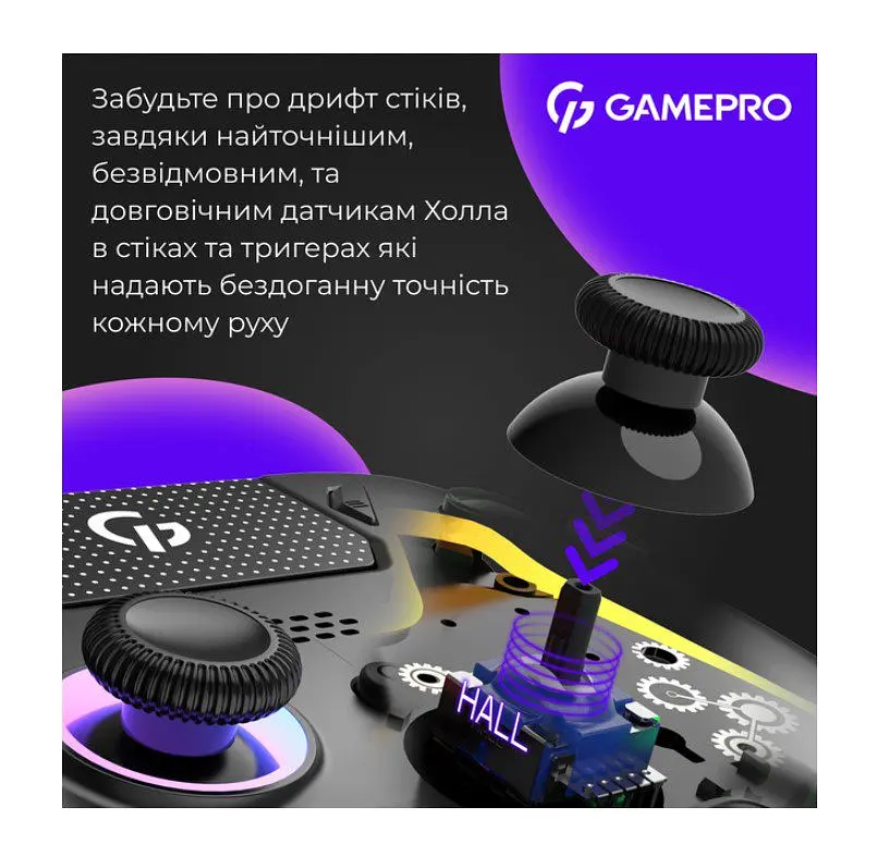 Геймпад Bluetooth джойстик GamePro GPS-13B Bluetooth 5.3/USB (PC/iOS/Android/PS3/PS4) DualShock RGB Black - фото 4