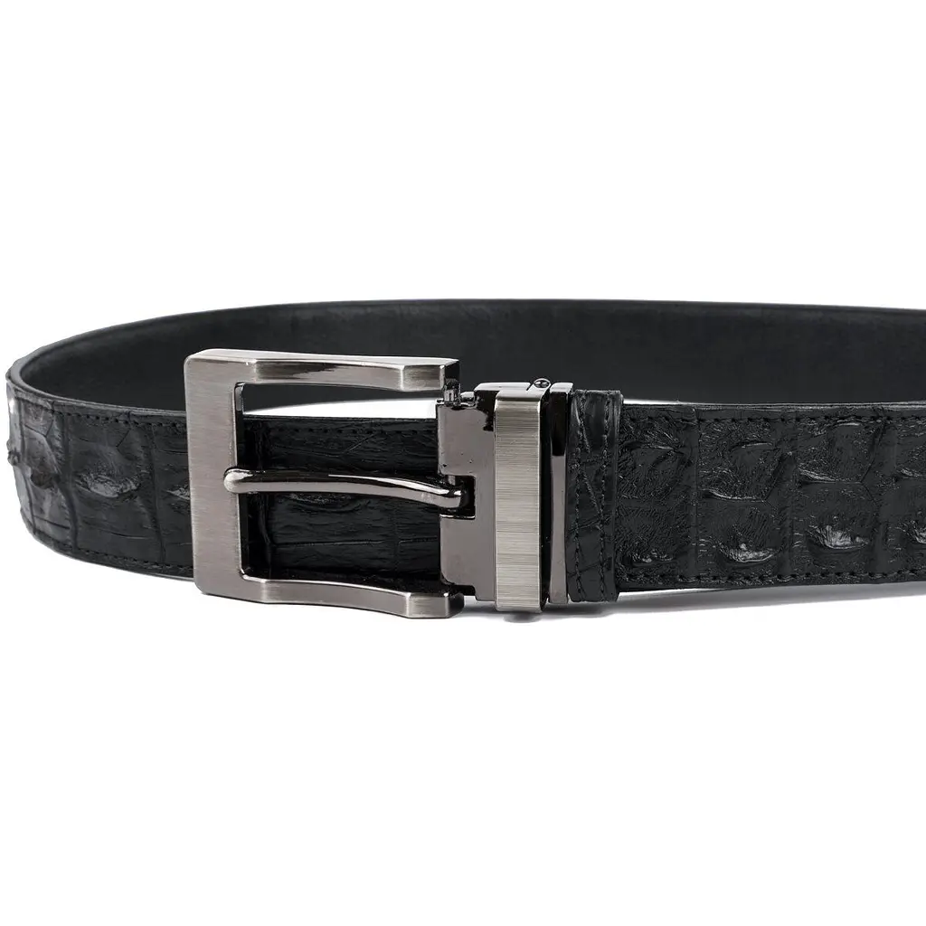 Ремінь класика з натуральної шкіри крокодила чорний CROCODILE LEATHER 18018 117 см - фото 3