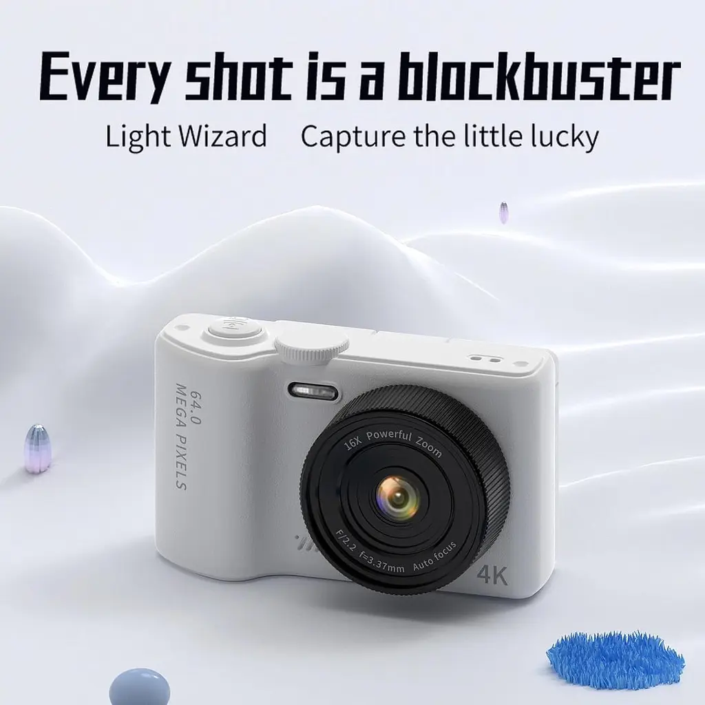 Andoer 4K Цифрова камера для дітей підлітків Wi-Fi Цифрова відеокамера 64MP 3-дюймовий фліп-екран 16-кратний цифровий зум - фото 7
