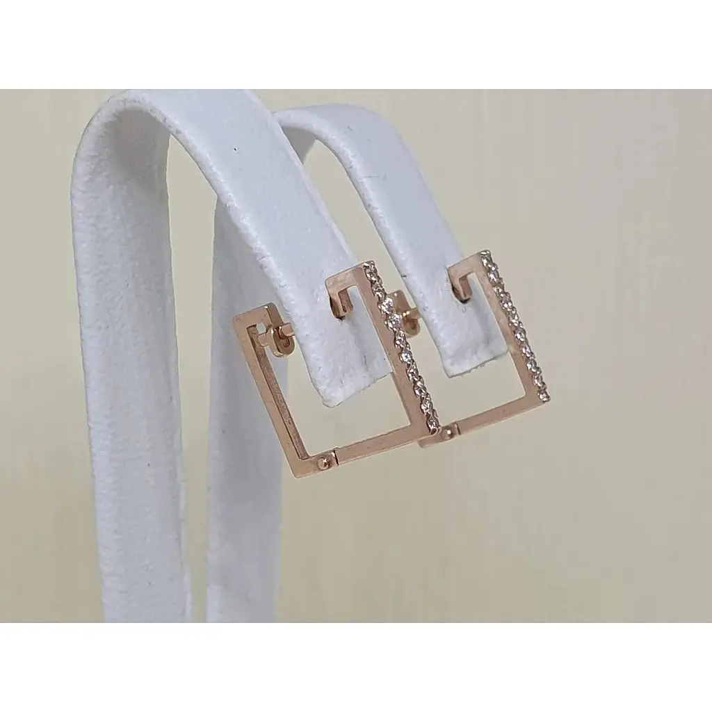 Золоті сережки Платон з фіанітами. 1С152/01Б - фото 5