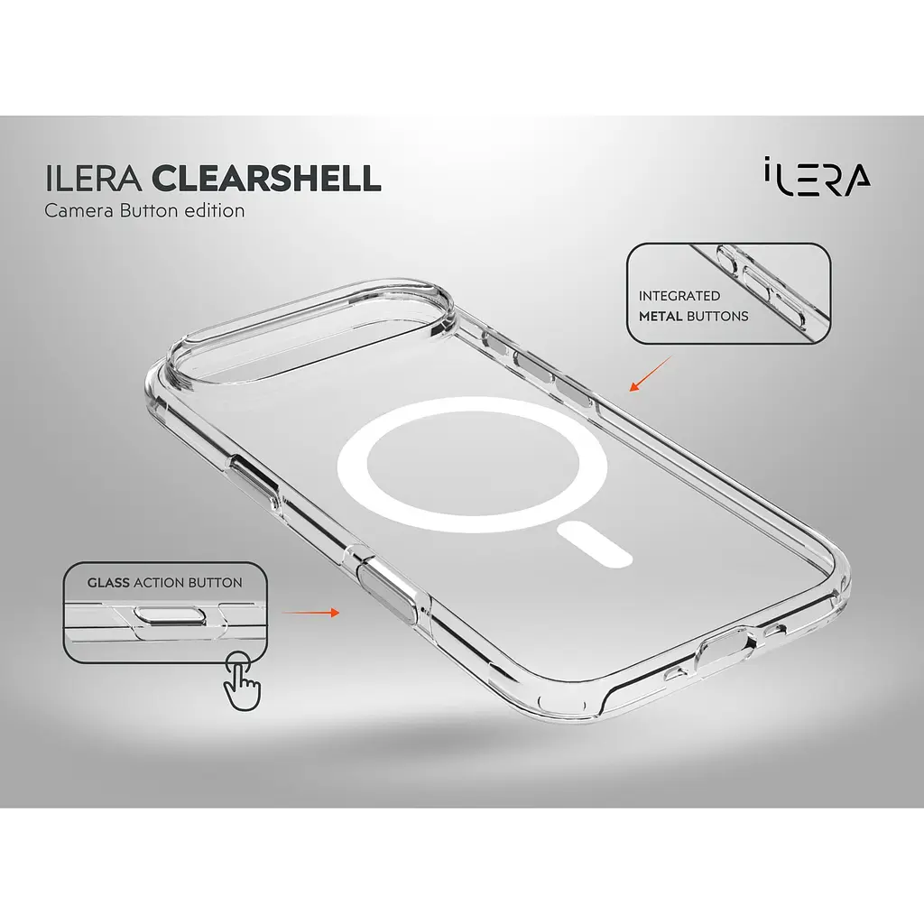 Чехол iLera ClearShell Camera Button with MagSafe для Apple iPhone Air Transparent ILHsCLCaB17Air [150427] - фото 4