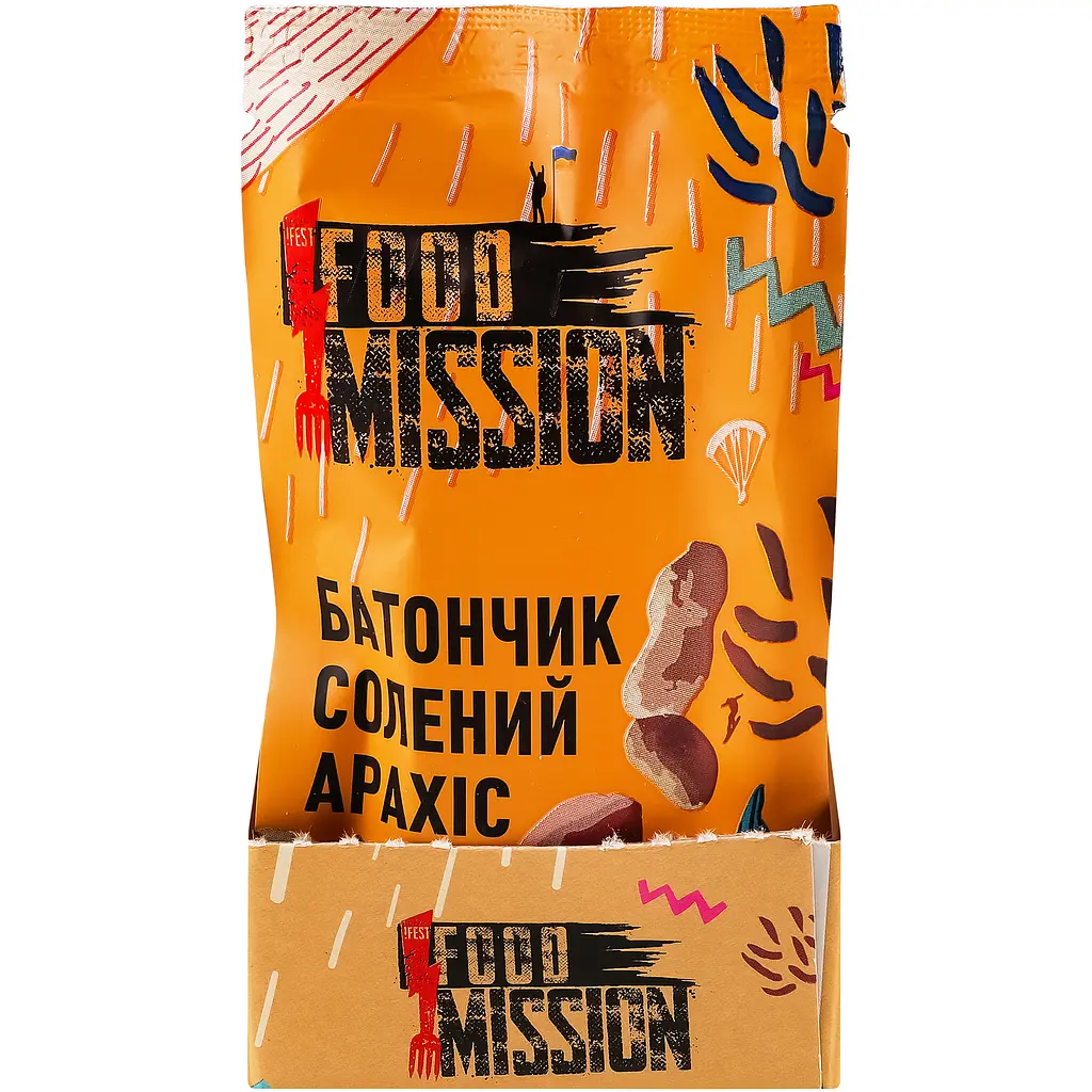 Батончик Food Mission солений арахіс 40 г  - фото 3