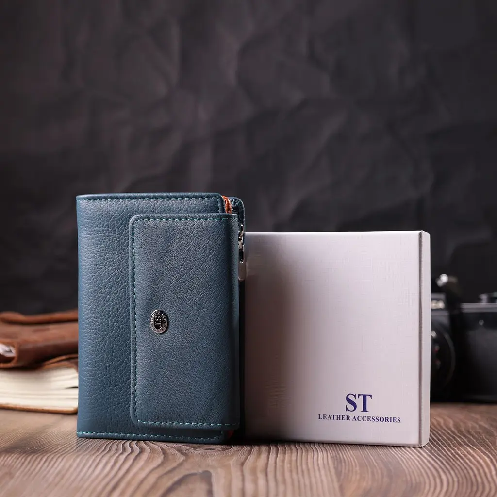 Цікавий гаманець для жінок із натуральної шкіри ST Leather 22504 бірюзовий - фото 9