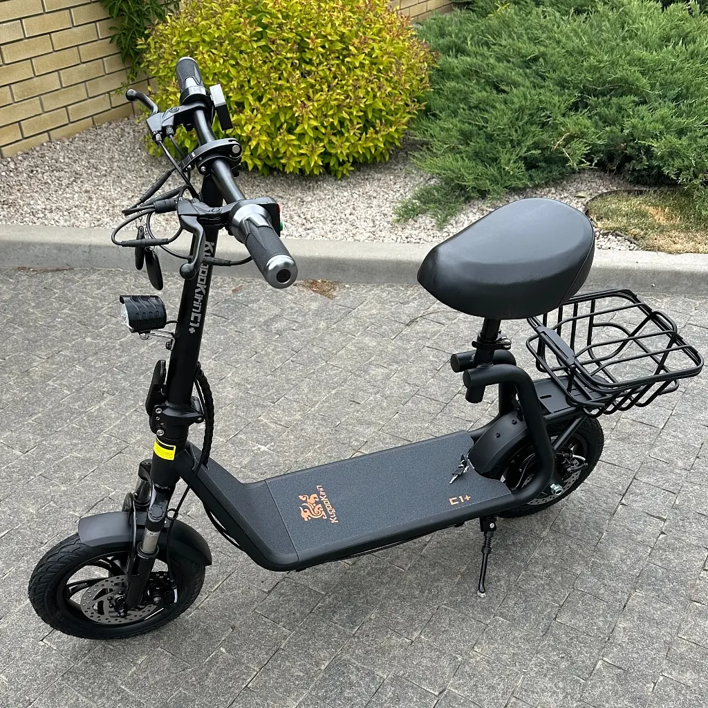 Электросамокат KUGOO Kirin C1+ Plus 18Ah 1000W черный, с усиленной корзинкой - фото 4