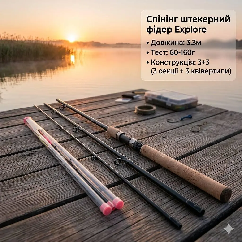 Спінінг штекерний фідер, 3.3м, 60-160г, 3+3к Explore - фото 2