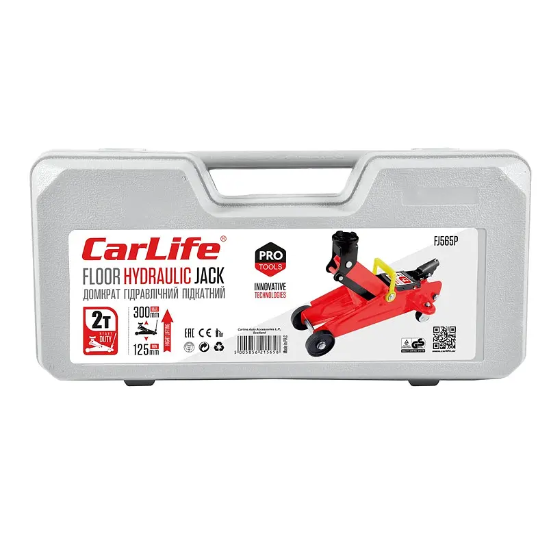 Домкрат підкатний CarLife 2 т 125-305 мм у кейсі (FJ565P) - фото 3