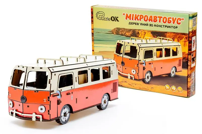Конструктор "Мікроавтобус" Puz-00926, дерев'яний р.29, 7x13, 2x11, 8см PuzzleOk